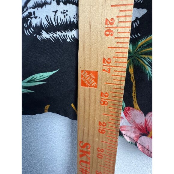 Hawaiian Flamingo Tropical Large Shirt SSLR Mens Camp Black Pink Lightweight - Picture 5 of 7